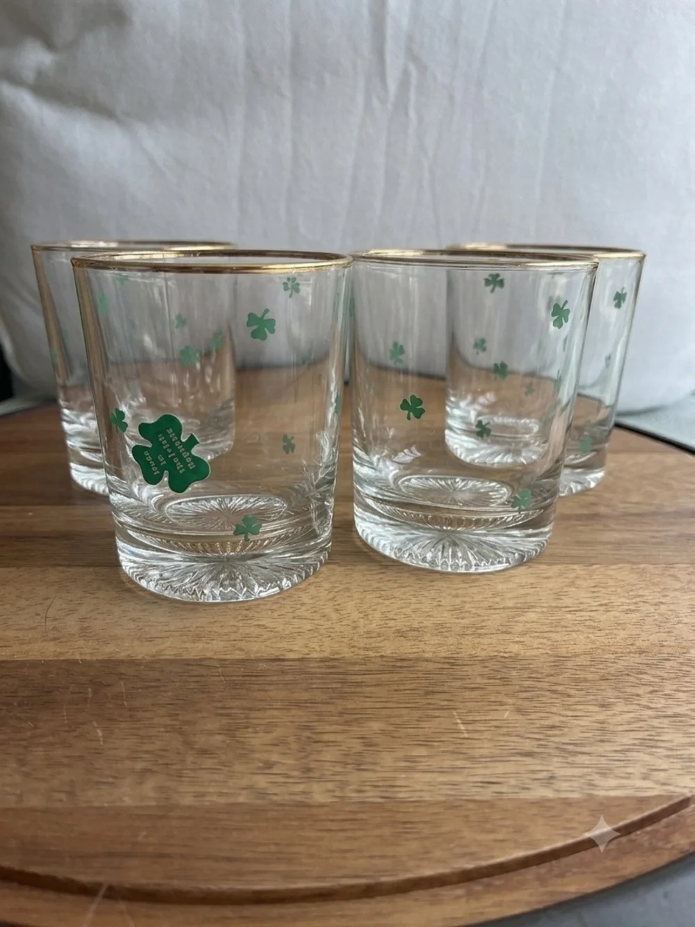 Vintage Irish Shamrock whisky tumblers set of 4